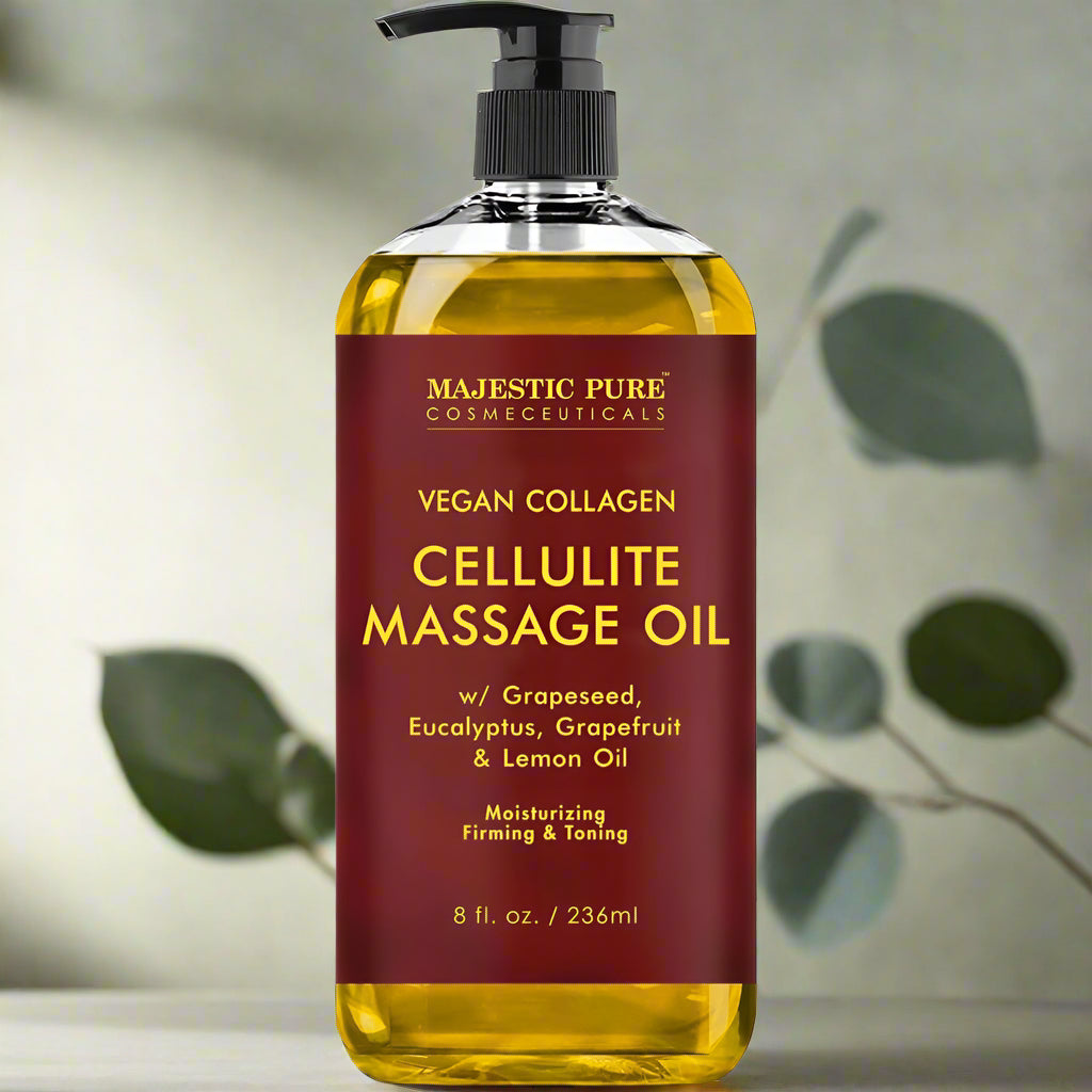 anti Cellulite Massage Oil - with Vegan Collagen & Stem Cells, Cellulite Cream for Skin Tightening and Cellulite Remover in Thighs and Butt - 8 Fl Oz