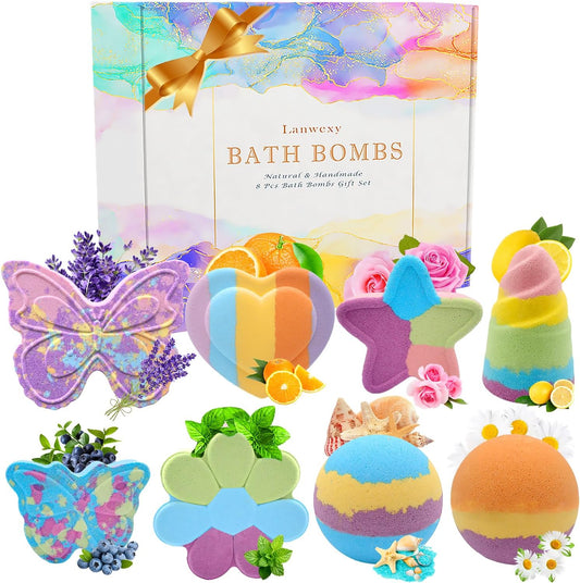 Bath Bombs, 8 Large Bath Bombs Set for Women Organic Natural Handmade Aroma Pure Essential Oil Bubble Bath Balls Fragrant Spa to Moisturize Dry Skin Birthday Day Valentine'S Day Gift(Butterfly)