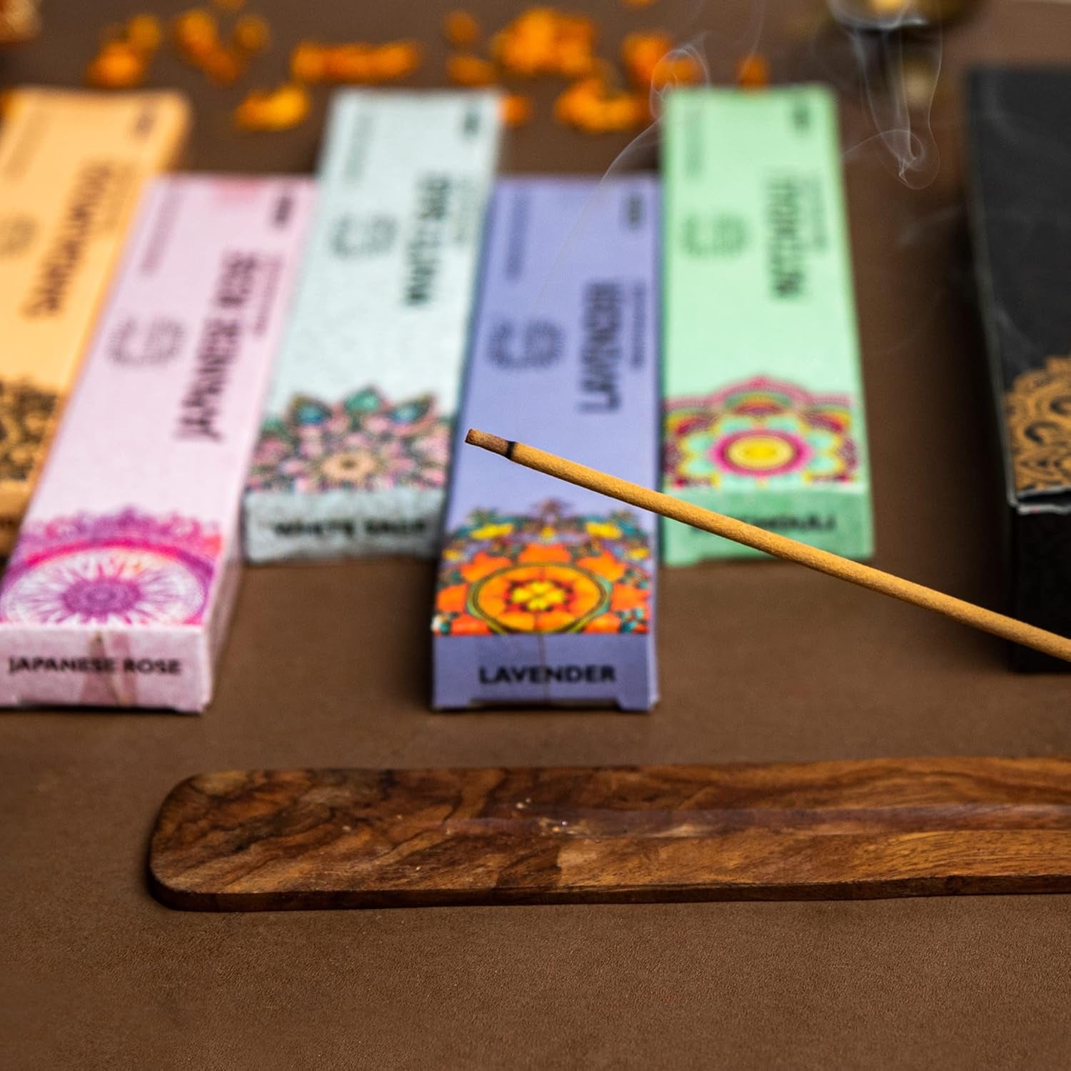 Natural Incense Sticks-100% Organic Hand Rolled 6 Pack15Gm Each Insencents Sticks- Free from Chemicals & Charcol-No Black Smoke Joss Sticks