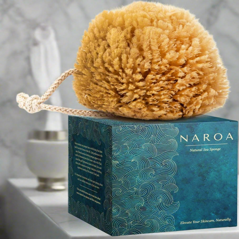 Natural Exfoliating Loofah Sea Sponges for Bath & Shower | Scrunchie Body Puff Scrubber | Sustainable Eco Gift for Adults (Medium)