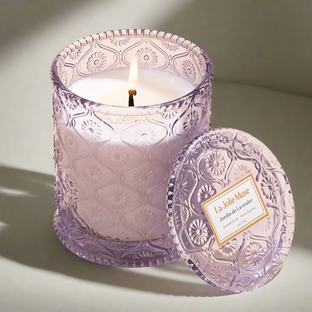 LA JOLIE MUSE Lavender Candle, Candles for Women, Lavender Lilac Candle, Scented Candle Gift, Aromatherapy Candle, Candles for Home Scented