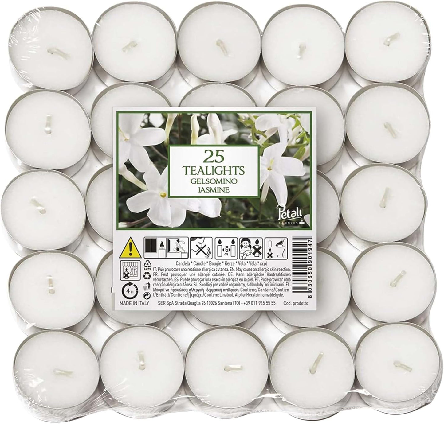 Petali Brand Scented Tealights | 25 Pack Tealights 4 Hour Burn Time | Available in Multiple Scents (Mixed Berries)