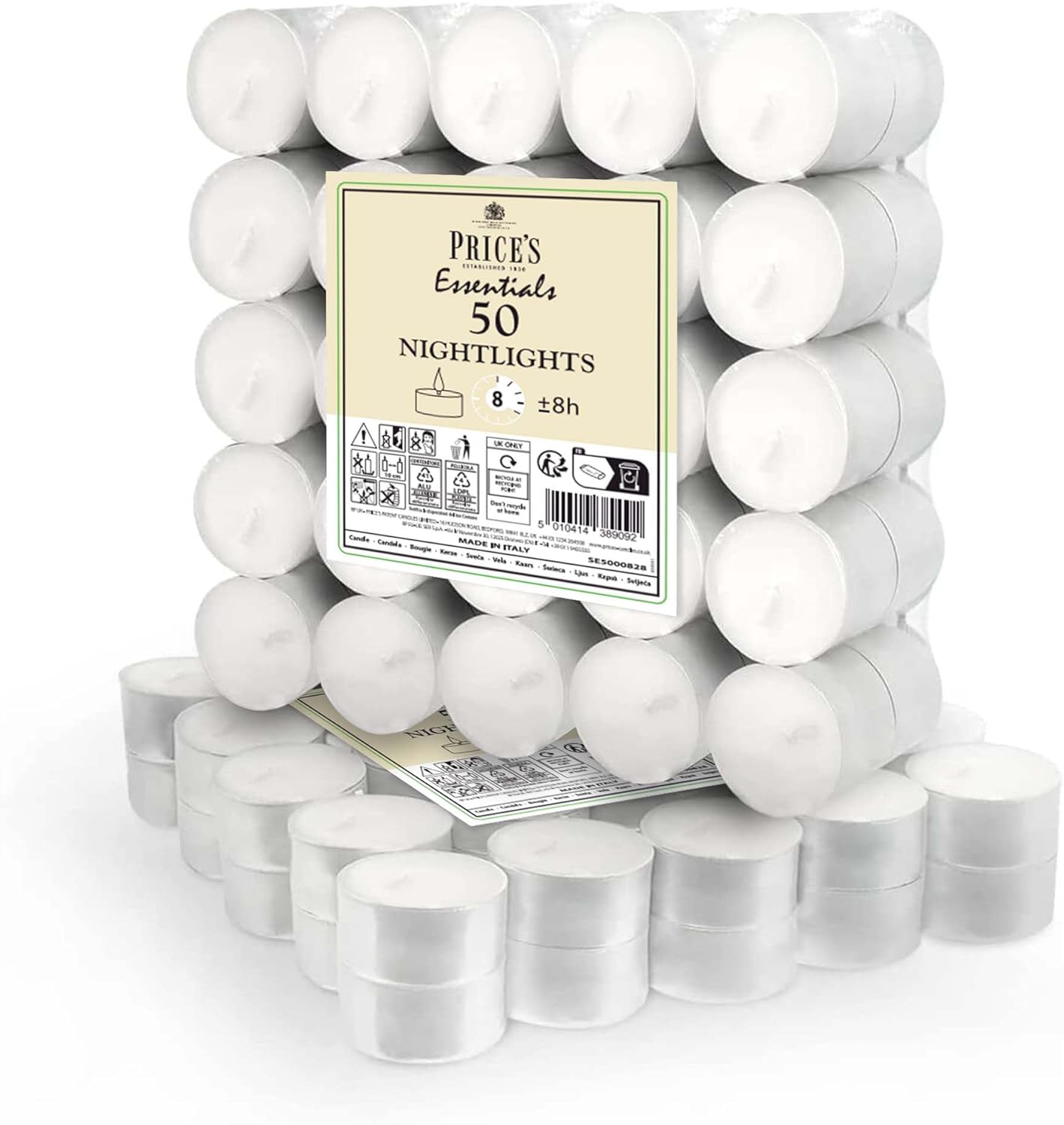 Candles 50 Pack 8 Hour Tea Lights | Clean Vegan & Kosher Friendly Long Burning Tea Lights Great for Everday Use | Unscented Tealights Great for Everday Use, Wax Melts Burners & Food Warmers.