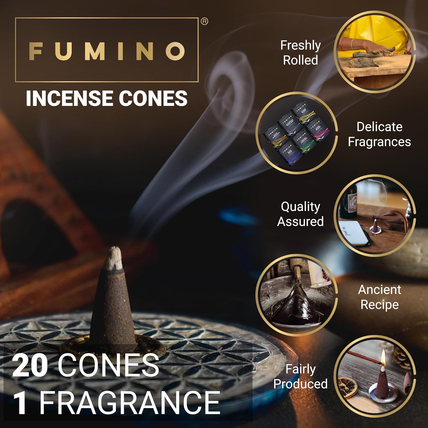 ® Autumn Breeze Fresh Incense Cones 20 per Box Masala Agarbatti Joss Scent Fragrance for Relaxation and Meditation, Home and House Decor