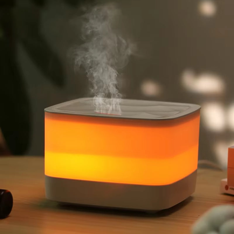 Flame Humidifier Essential Oil Diffuser Air Humidifier with Remote Control 800Ml Ultrasonic Aroma Diffuser 7-Color Night Light