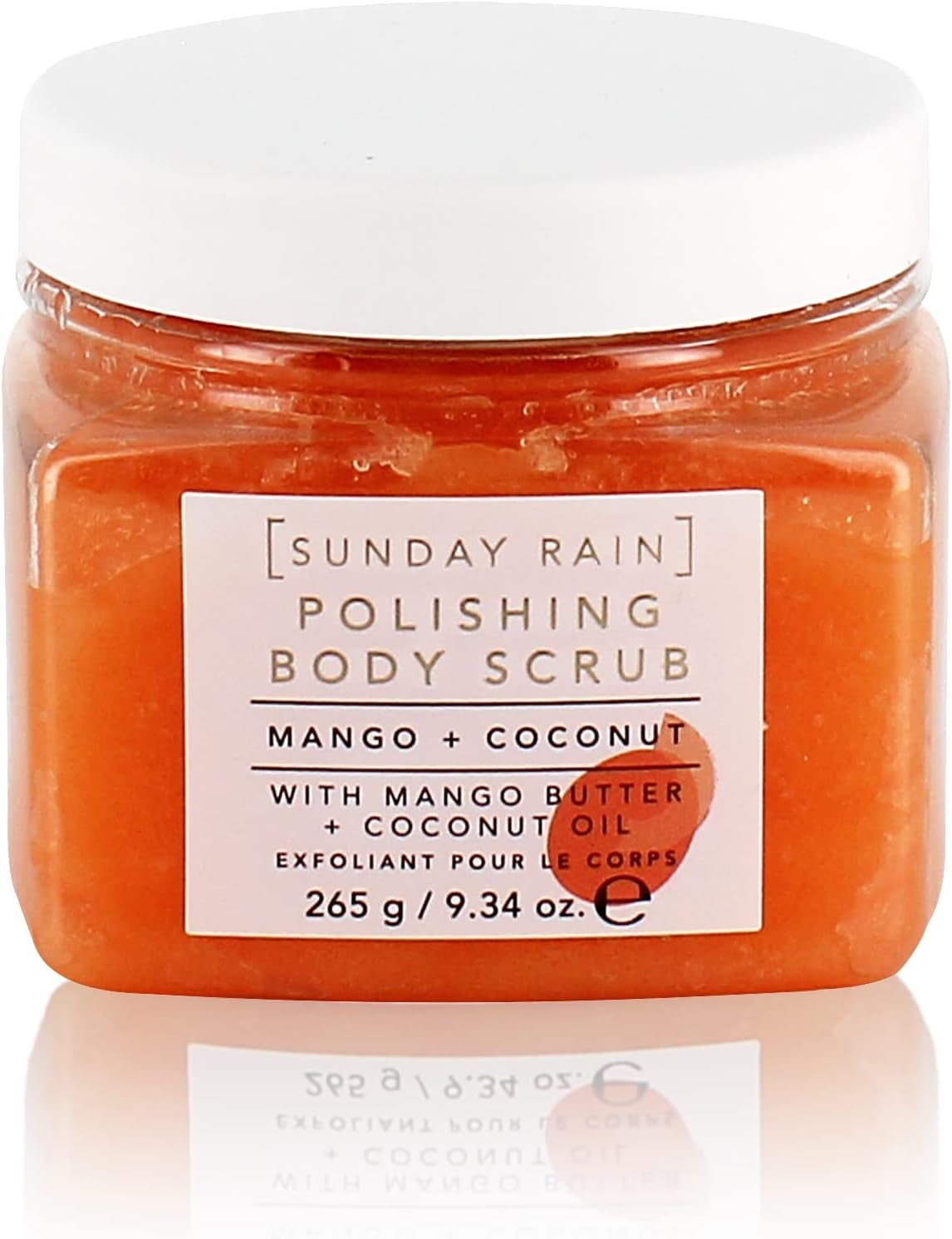 Polishing Body Scrub for Extra Smooth & Soft Skin, Vegan and Cruelty-Free, Tropical Mango Butter and Coconut Oil, 265G