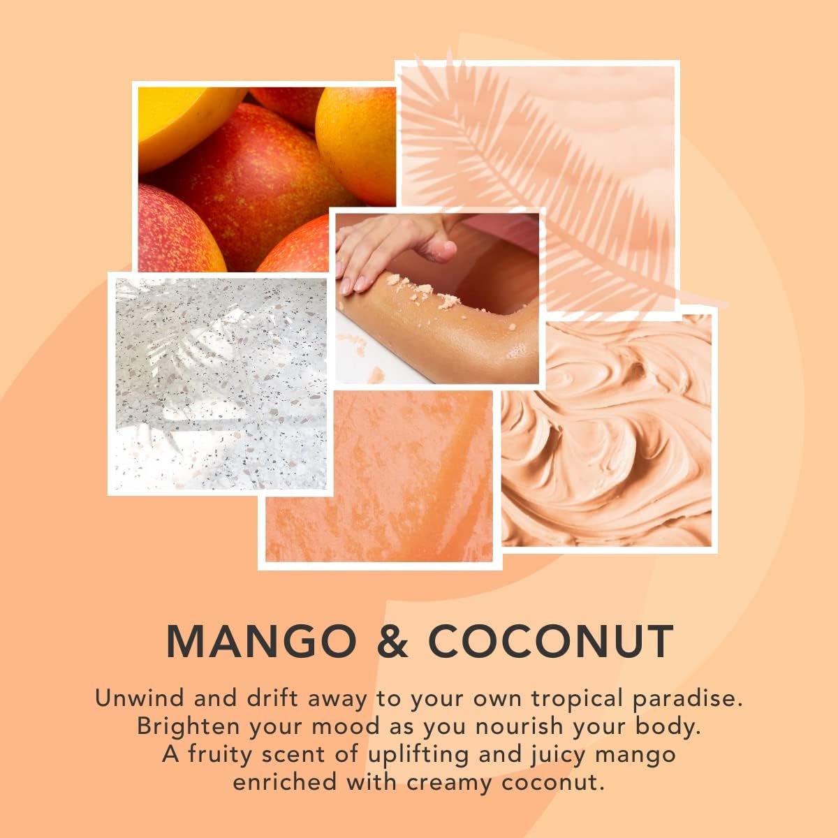 Polishing Body Scrub for Extra Smooth & Soft Skin, Vegan and Cruelty-Free, Tropical Mango Butter and Coconut Oil, 265G