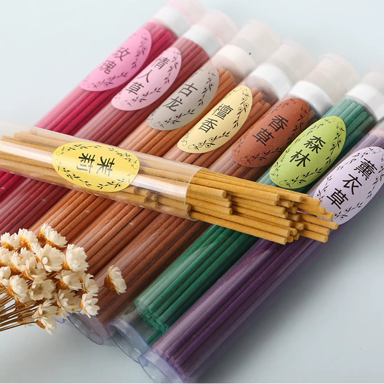 Scented Incense Sticks Rose Jasmine Lavender Scented Natural Wooden Aromatherapy for Yoga Meditation Relaxation Air Purification