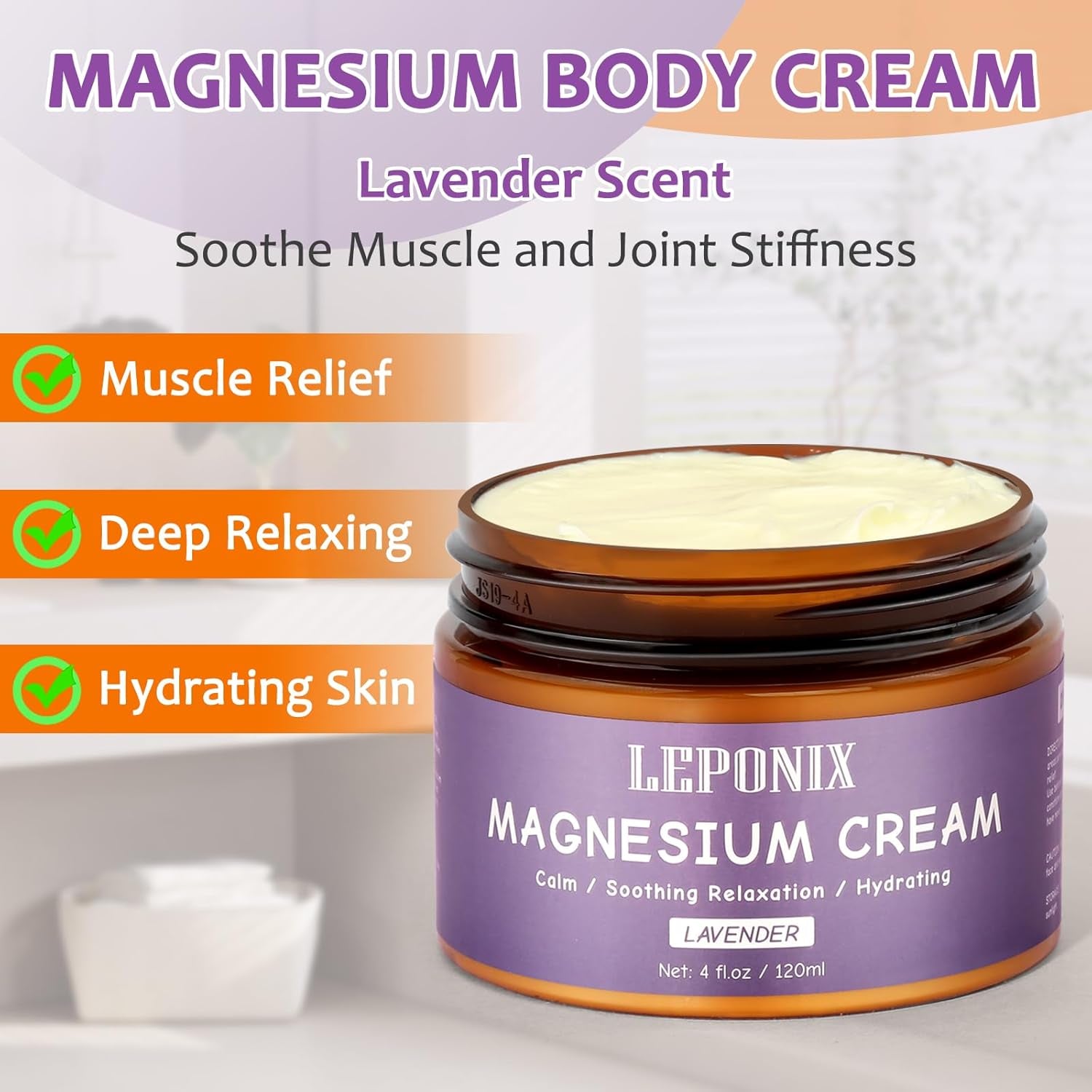 Magnesium Lotion for Sleep, Magnesium Butter- Sleep, Muscle Relaxation & Moisturizing, Topical Magnesium Body Butter Cream with Shea Butter, Coconut Oil, Lavender Oil